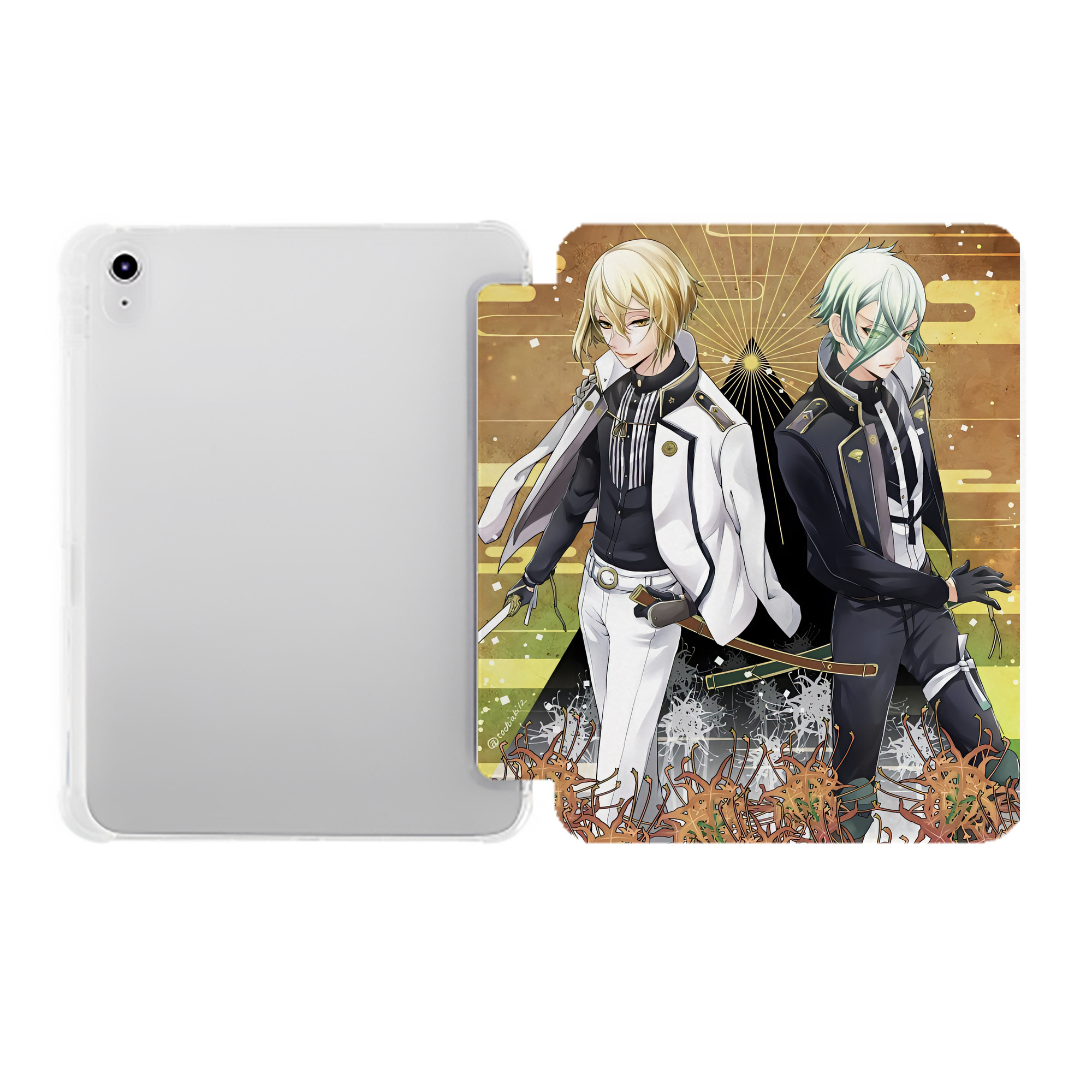 （画像用） 刀剣乱舞 Touken Ranbu IPad ケース ペン収納付き 三つ折りスタンド PUレザー×シリコン 対応機種9.5/10.5/10.9インチ